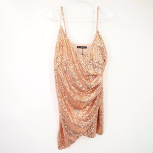 NWT Zaful Gold Sparkle Asymmetrical Mini Dress Size 10